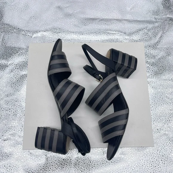 Salvatore Ferragamo Diandra Dual-Tone Block Heel Sandals